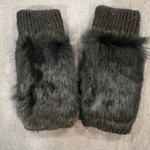 Black Fur Mittens
